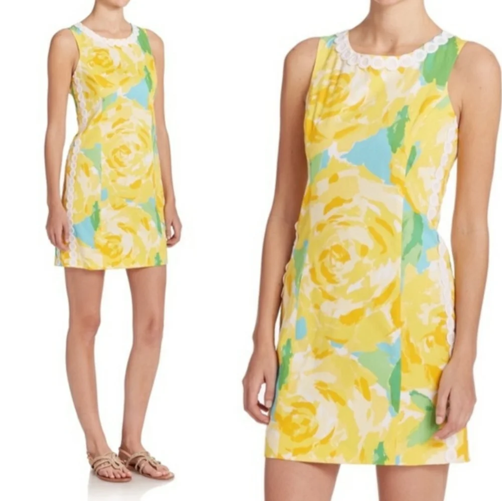 Lilly Pulitzer First Impressions Yellow Rose Mila Shift Dress - Picture 2 of 9
